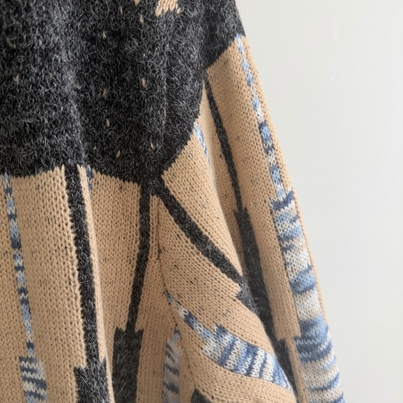 Papa Vancouver Black Tan Blue Southwest Long Open Cardigan Women's L  Aztec New - Picture 4 of 10